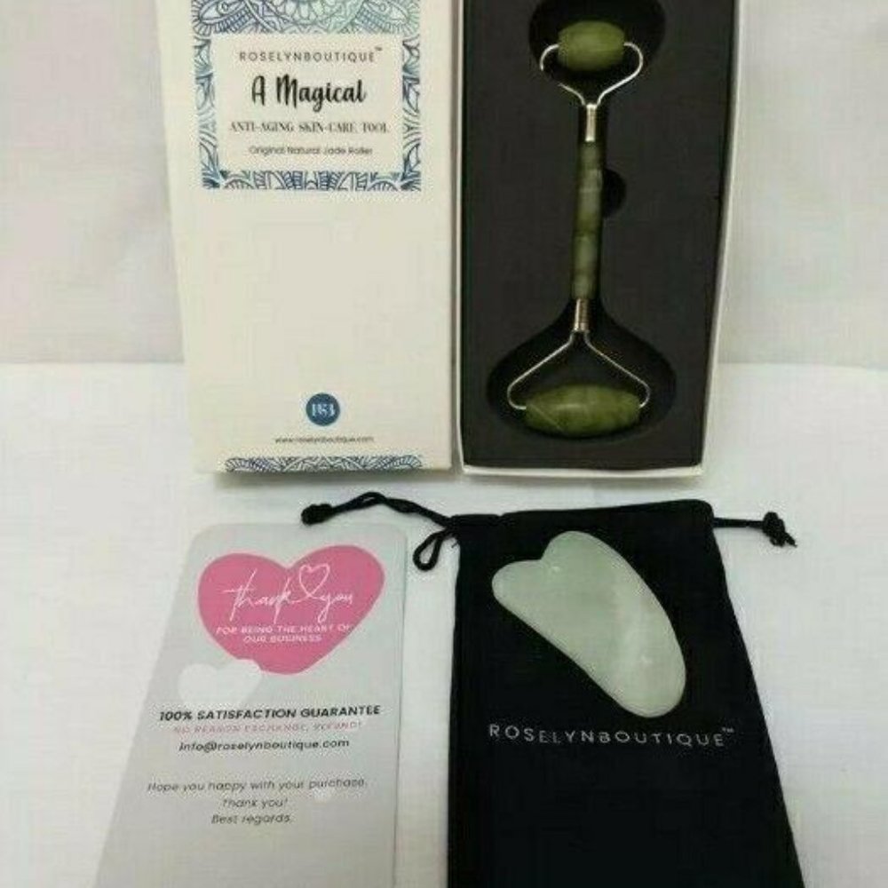 Natural Jade Face Roller Kit Magical Anti-Aging Sk